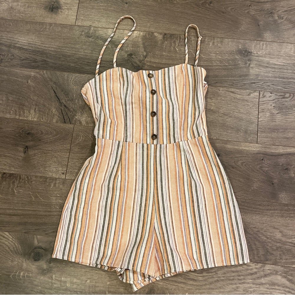 Alter’d State Romper Size Small Striped Orange Casual Bow